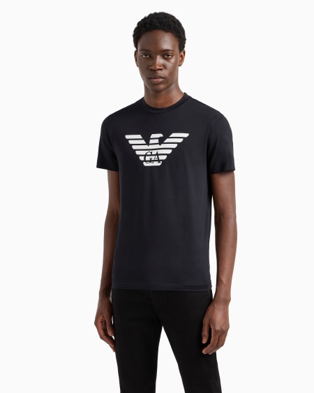 Armani Camiseta De Punto De Algodón Pima Con Estampado De Logotipo