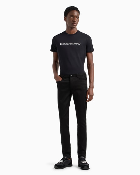 Armani Camiseta De Punto De Algodón Pima Con Estampado De Logotipo