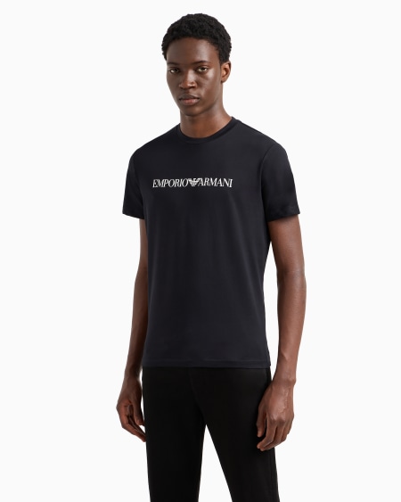 Armani Camiseta De Punto De Algodón Pima Con Estampado De Logotipo