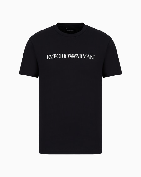 Armani Camiseta De Punto De Algodón Pima Con Estampado De Logotipo