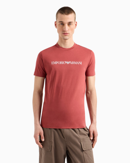 Armani Camiseta De Punto De Algodón Pima Con Estampado De Logotipo