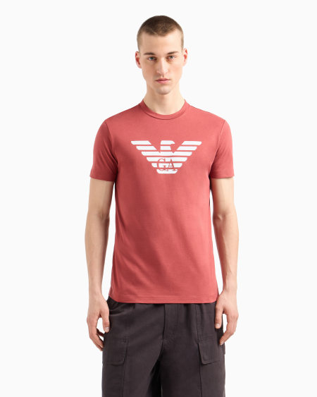 Armani Camiseta De Punto De Algodón Pima Con Estampado De Logotipo