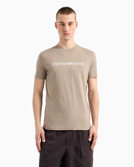 Armani Camiseta De Punto De Algodón Pima Con Estampado De Logotipo