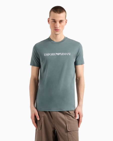 Armani Camiseta De Punto De Algodón Pima Con Estampado De Logotipo