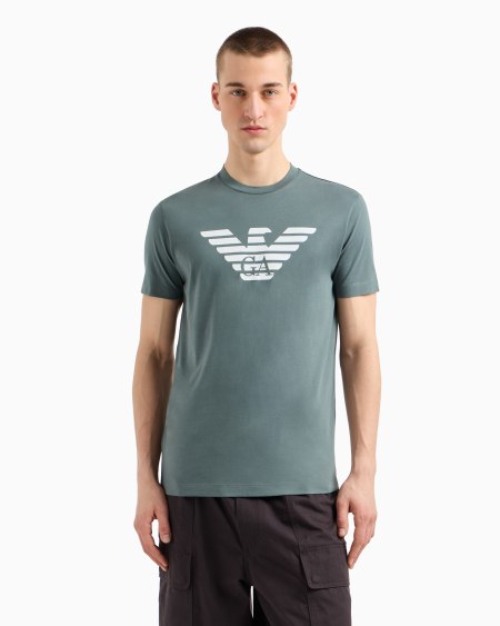 Armani Camiseta De Punto De Algodón Pima Con Estampado De Logotipo