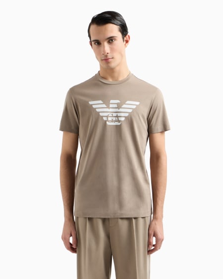 Armani Camiseta De Punto De Algodón Pima Con Estampado De Logotipo