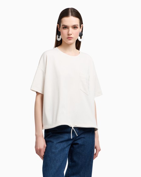 Armani Camiseta De Punto De Algodón Supima Con Bolsillo De Parche Con Logotipo