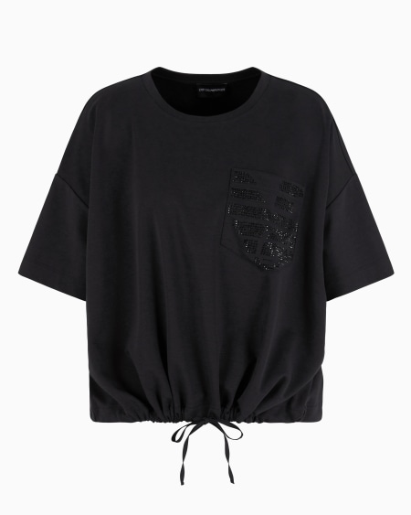 Armani Camiseta de punto de algodón Supima con bolsillo de parche con logotipo