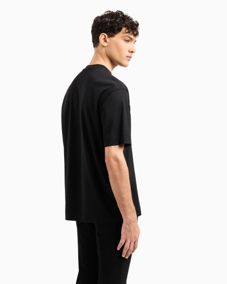 Armani Camiseta De Punto De Mezcla De Lyocell Con Aplicación Integral De Strass Clubwear ASV