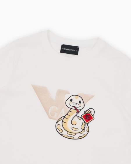 Armani Camiseta De Punto De Mezcla De Lyocell Con Estampado De Serpiente ASV