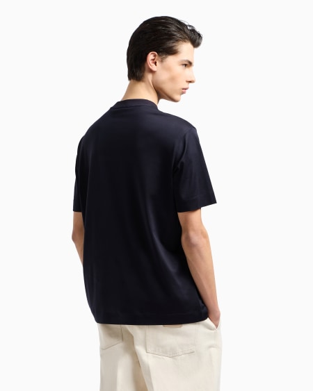 Armani Camiseta De Punto De Mezcla De Lyocell Con Logotipo Bordado ASV
