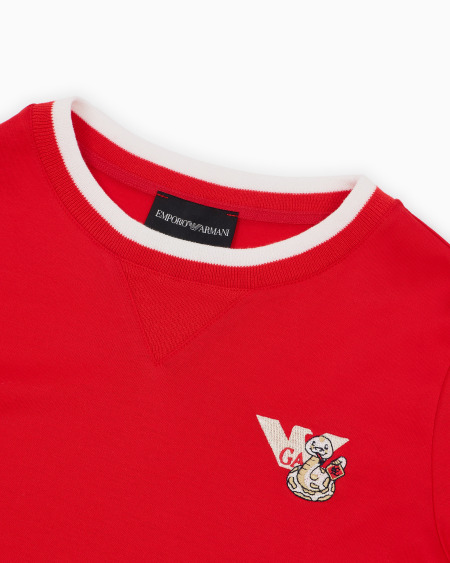 Armani Camiseta De Punto De Mezcla De Lyocell Con Logotipo Bordado ASV