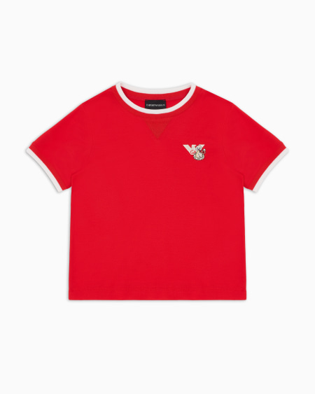 Armani Camiseta de punto de mezcla de lyocell con logotipo bordado ASV