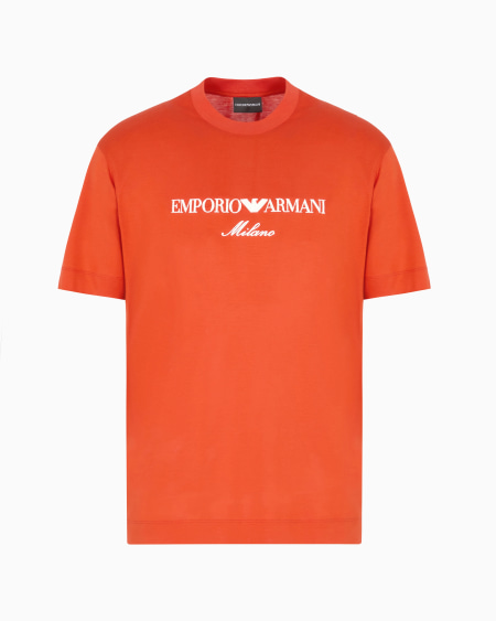 Armani Camiseta de punto de mezcla de lyocell con logotipo bordado ASV