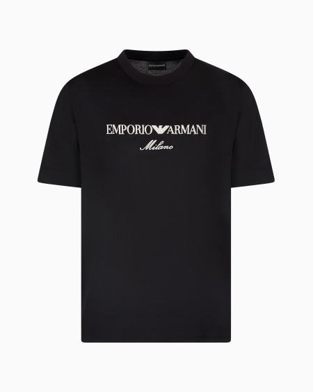 Armani Camiseta de punto de mezcla de lyocell con logotipo bordado ASV