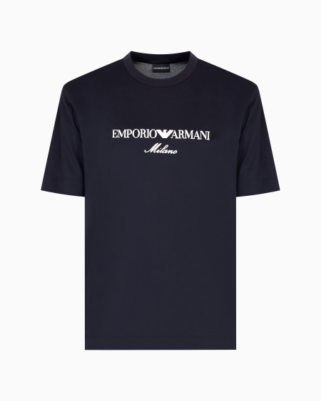 Armani Camiseta de punto de mezcla de lyocell con logotipo bordado ASV
