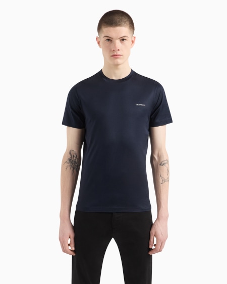 Armani Camiseta De Punto De Mezcla De Lyocell Con Micrologotipo Con Inscripción ASV