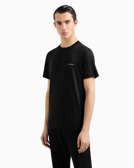 Armani Camiseta De Punto De Mezcla De Lyocell Con Micrologotipo Con Inscripción ASV