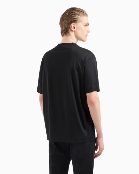 Armani Camiseta De Punto De Mezcla De Lyocell Con Parche De águila Con Strass Clubwear ASV