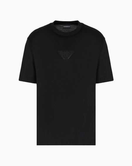 Armani Camiseta de punto de mezcla de lyocell con parche de águila con strass Clubwear ASV