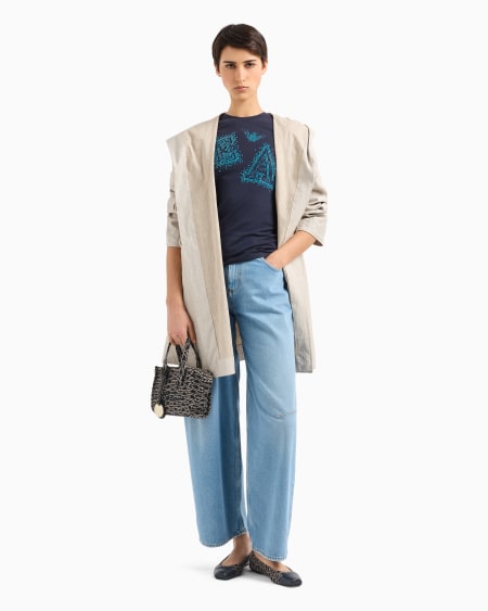 Armani Camiseta De Punto Elástico Con Logotipo De Microtachuelas