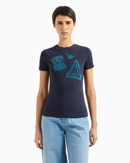 Armani Camiseta De Punto Elástico Con Logotipo De Microtachuelas