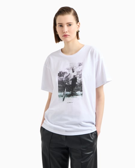 Armani Camiseta De Punto Ligero De Algodón Con Estampado Fotográfico