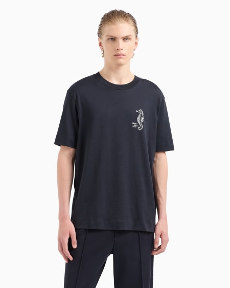 Armani Camiseta De Punto Milrayas Con Bordado De Caballito De Mar Seaside