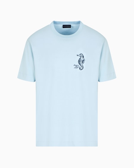 Armani Camiseta de punto milrayas con bordado de caballito de mar Seaside