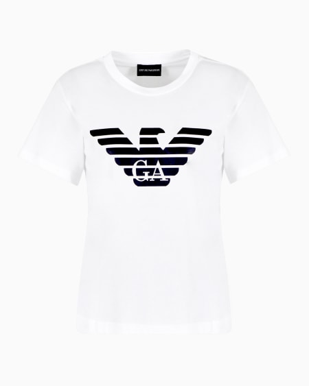 Armani Camiseta de punto orgánico con estampado de logotipo ASV