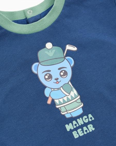 Armani Camiseta De Punto Orgánico Con Estampado Manga Bear Crew ASV