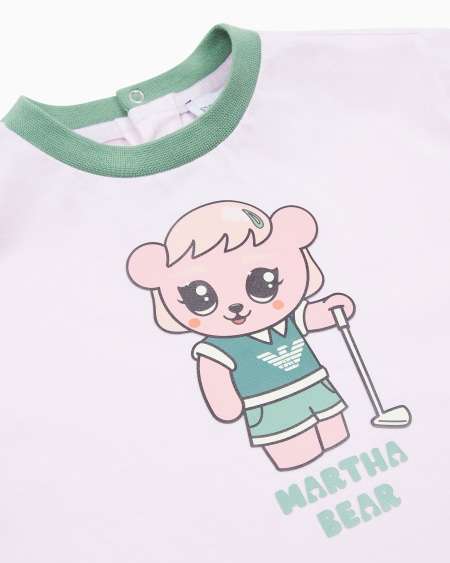 Armani Camiseta De Punto Orgánico Con Estampado Manga Bear Crew ASV