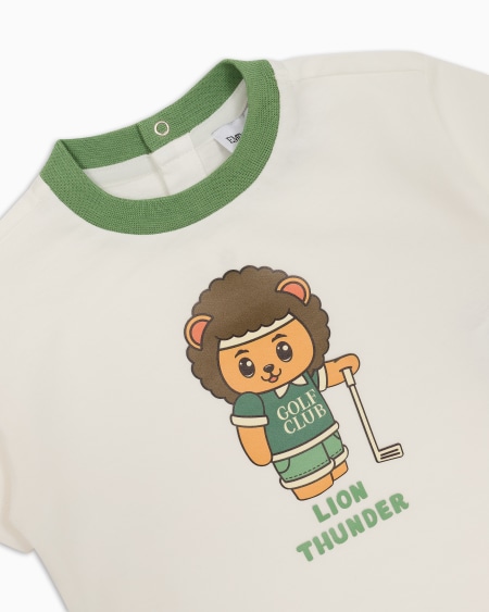 Armani Camiseta De Punto Orgánico Con Estampado Manga Bear Crew ASV