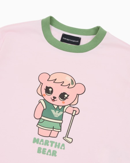 Armani Camiseta De Punto Orgánico Con Estampado Manga Bear Crew ASV