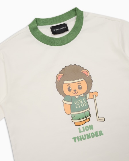 Armani Camiseta De Punto Orgánico Con Estampado Manga Bear Crew ASV