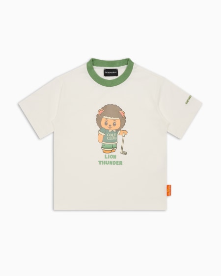 Armani Camiseta de punto orgánico con estampado Manga Bear Crew ASV