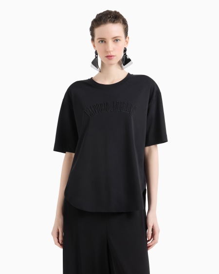 Armani Camiseta De Punto Supima Con Logotipo Bordado Icon