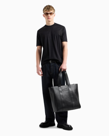 Armani Camiseta En Punto De Mezcla De Lyocell Con Bordado Cosido ASV