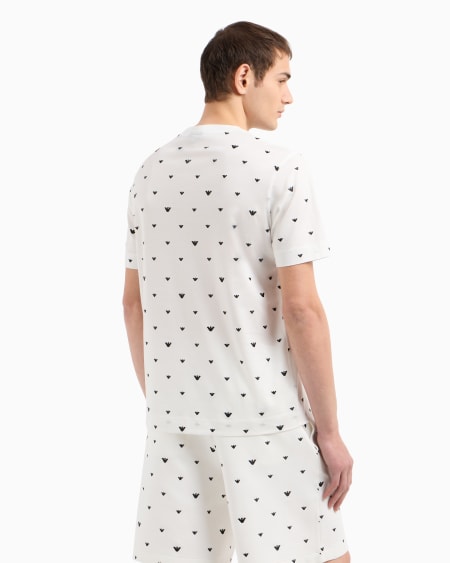 Armani Camiseta En Punto De Mezcla De Lyocell Con Bordado Integral De Microáguilas ASV