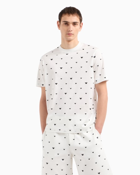 Armani Camiseta En Punto De Mezcla De Lyocell Con Bordado Integral De Microáguilas ASV