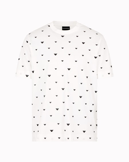 Armani Camiseta en punto de mezcla de lyocell con bordado integral de microáguilas ASV