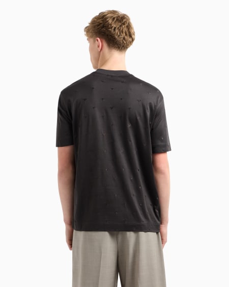 Armani Camiseta En Punto De Mezcla De Lyocell Con Bordado Integral De Microáguilas ASV