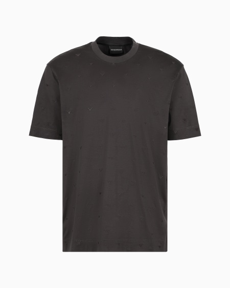 Armani Camiseta en punto de mezcla de lyocell con bordado integral de microáguilas ASV