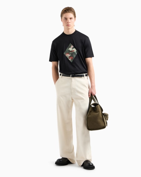 Armani Camiseta En Punto De Mezcla De Lyocell Con Estampado Abstracto ASV