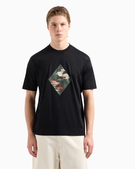Armani Camiseta En Punto De Mezcla De Lyocell Con Estampado Abstracto ASV