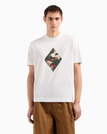 Armani Camiseta En Punto De Mezcla De Lyocell Con Estampado Abstracto ASV