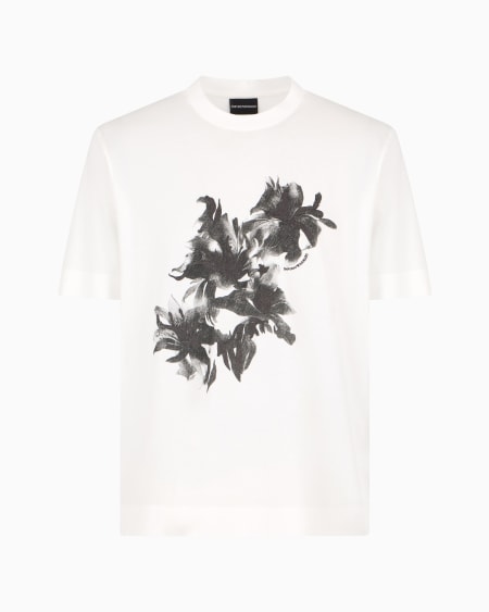 Armani Camiseta en punto de mezcla de lyocell con estampado y bordado floral ASV