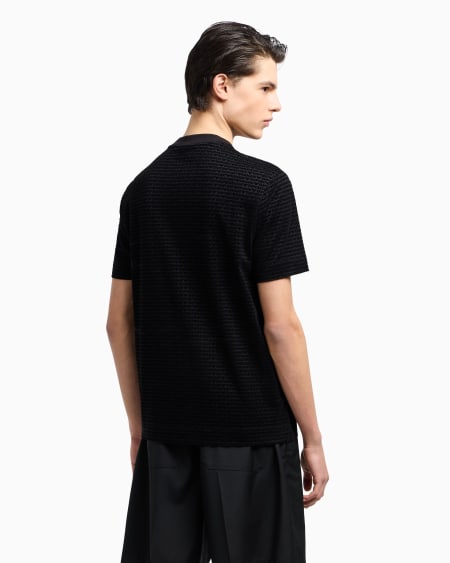 Armani Camiseta En Punto De Mezcla De Lyocell Con Inscripción Flocada Integral ASV