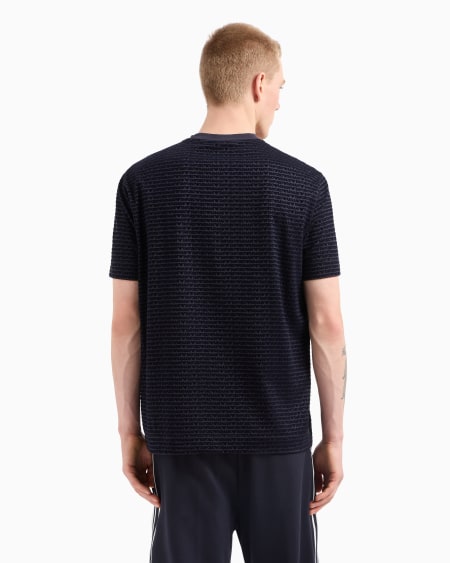 Armani Camiseta En Punto De Mezcla De Lyocell Con Inscripción Flocada Integral ASV