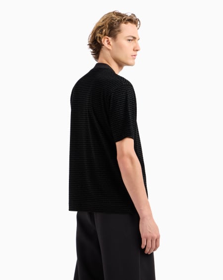 Armani Camiseta En Punto De Mezcla De Lyocell Con Inscripción Flocada Integral